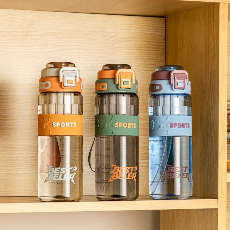 Summer High-Capacity Water Bottle for Women, Heat-Resistant Straw Cup, Thickened Fitness Water Bottle, Sports Water Bottle for Men
