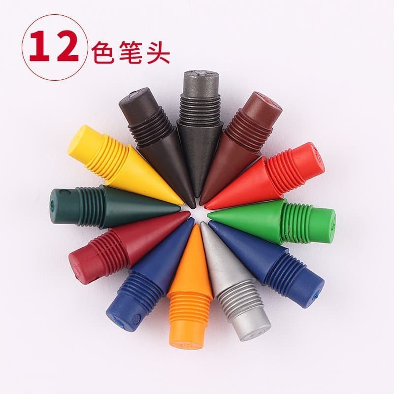 Russia Cross-Border Direct Sales 12-Color Eternal Pencil Never-Ending Pencil Black Technology Eternal Colored Pencil