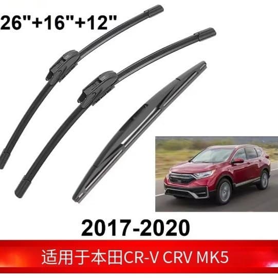 3-Piece Set Suitable for Honda CR-V CRV Mk5 2017-2020 Front and Rear Wiper Blades