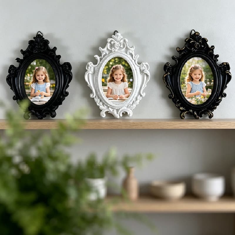 Cross-border Drop Shipping 3D Stereoscopic Photo Frame Black Gold Creative Home Wall Decoration Hanging Ornament Magnetic Fridge Sticker Accessories Wholesale