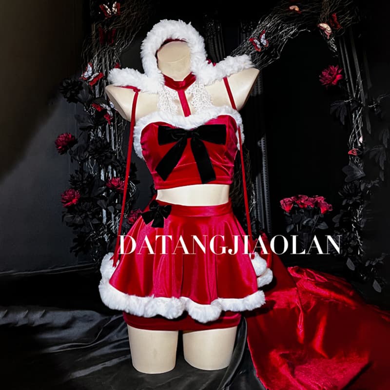 [Original · Green Little Red Riding Hood] Medusa Acetate Velvet Christmas Edition Wearable Women's Homewear Nightgown