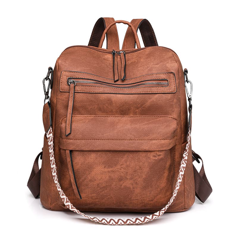 Women's PU Soft Leather Versatile Large Capacity Two-Way Shoulder Bag Backpack