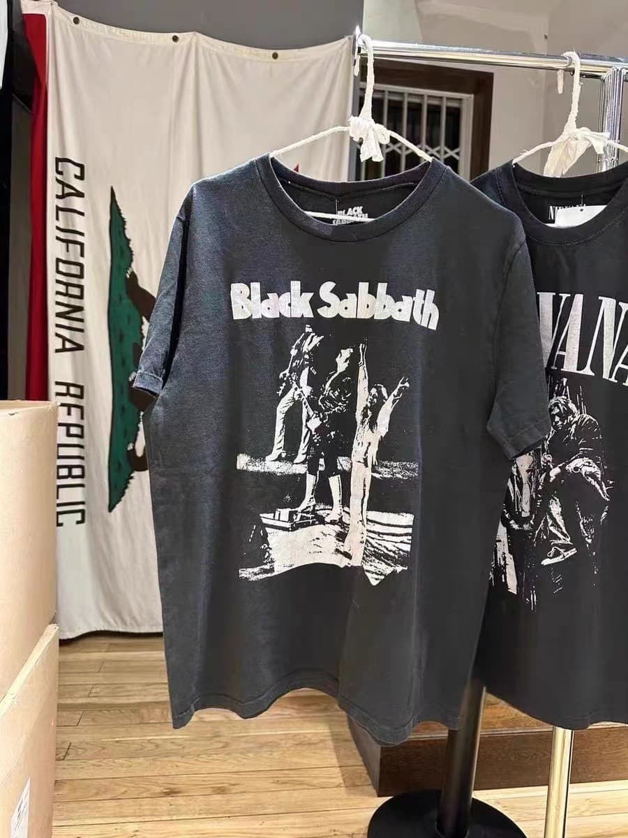 Bm Style New American Bm Round Neck Black Rock Band Printed Loose Short-Sleeved T-Shirt Women's Top
