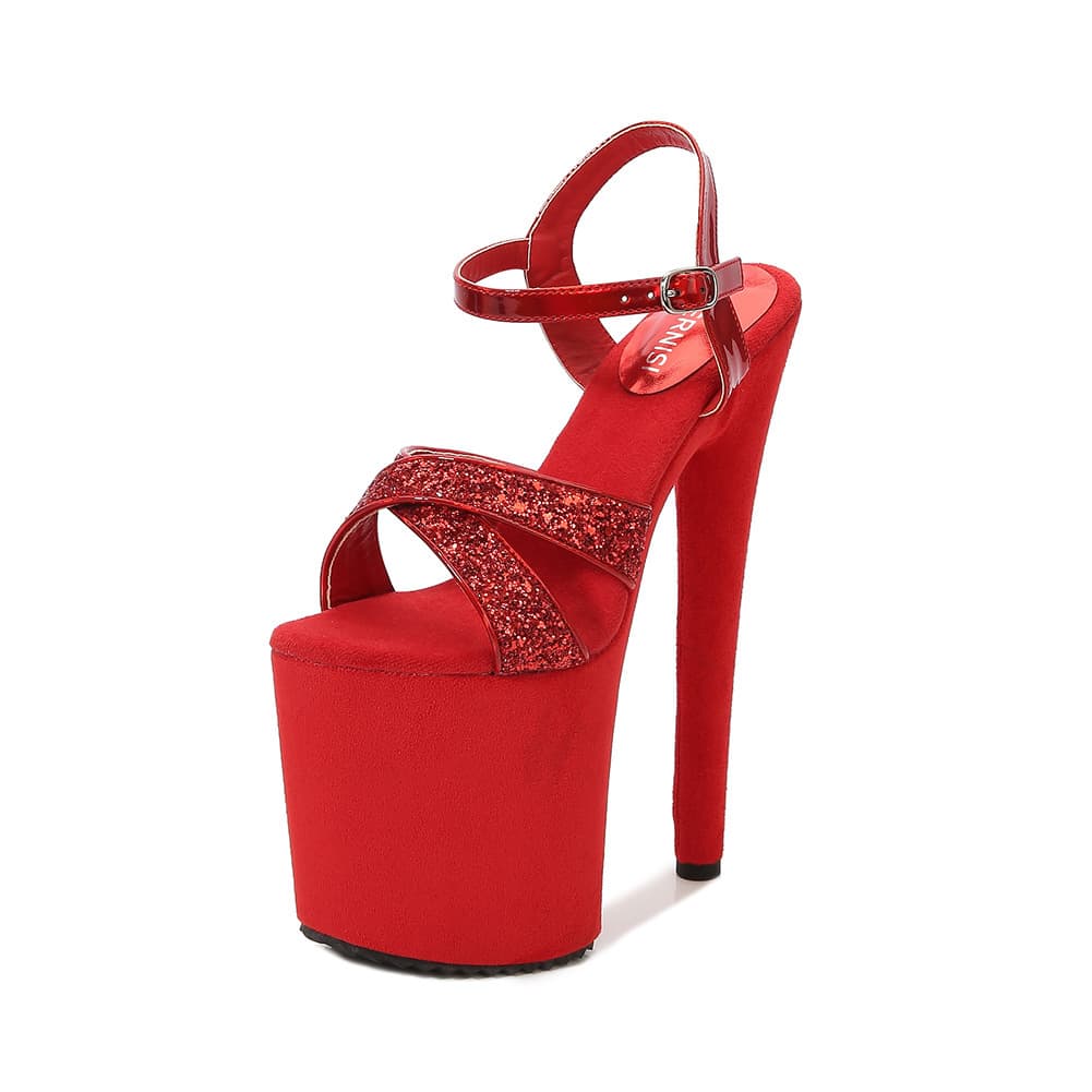 European and American Extreme High Heel Nightclub Princess Shoes, Pole Dance Model Runway Platform Ultra-High Heel Large Size High Heel Sandals