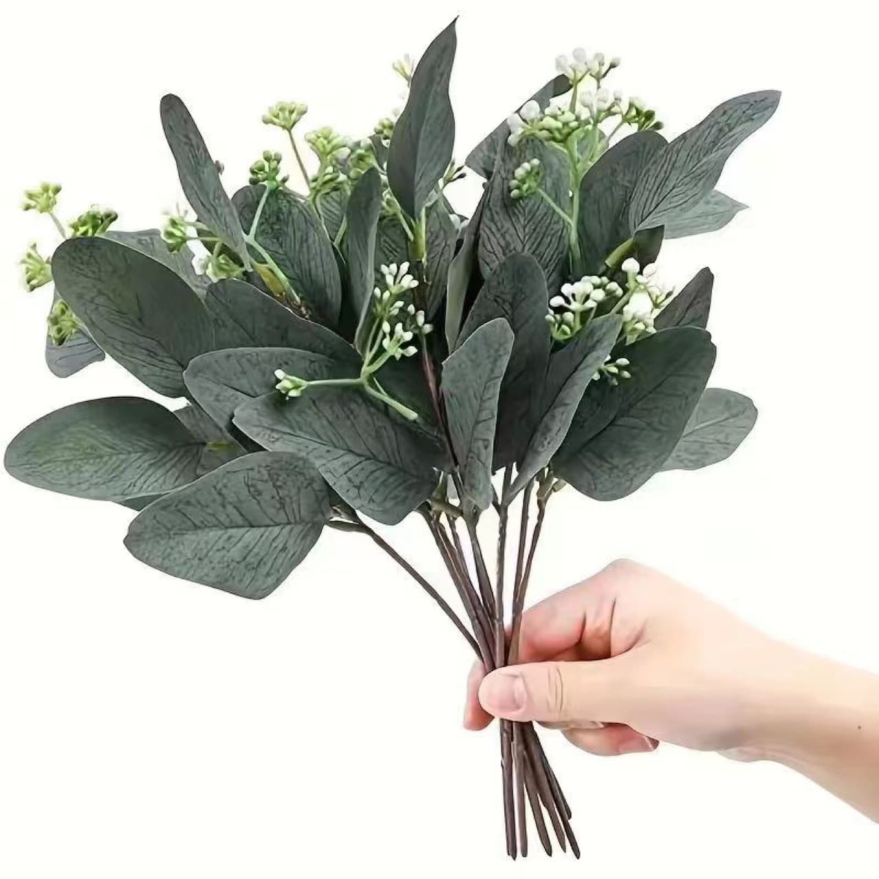 Cross-border Exclusive Supply with Fruit Eucalyptus Leaf Money Leaf Single Stem Flower Arrangement Eucalyptus Leaf Plant Simulation Fake Flower Living Room Ornament