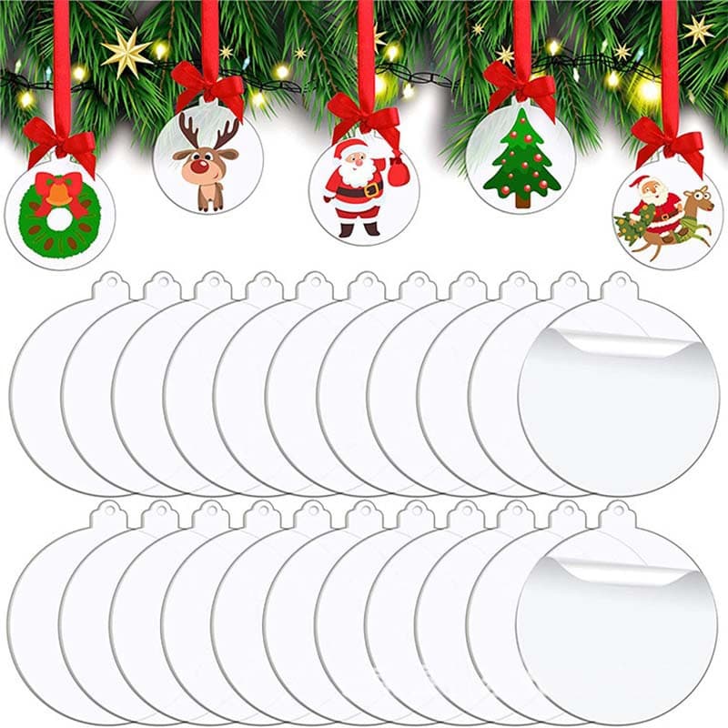 Cross-Border Exclusive New Product Ready Stock Christmas Decoration Ornaments Blank Acrylic Laser Cut PMMA Transparent Discs
