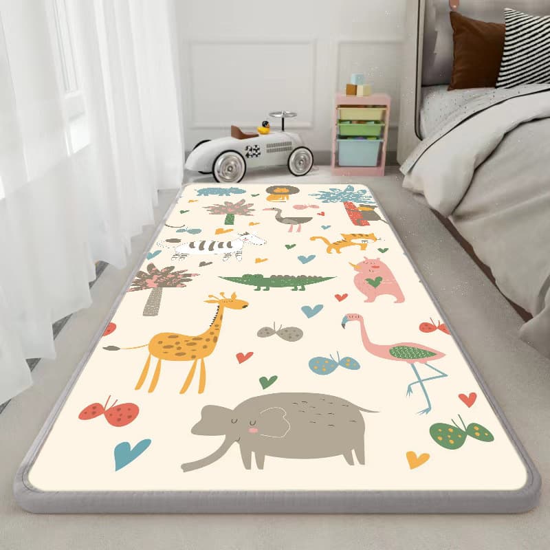 Thickened Bedside Mat Anti-Fall Crawling Mat Long Strip Bed Rail Guard Floor Mat for Baby Toddler Foam Cotton