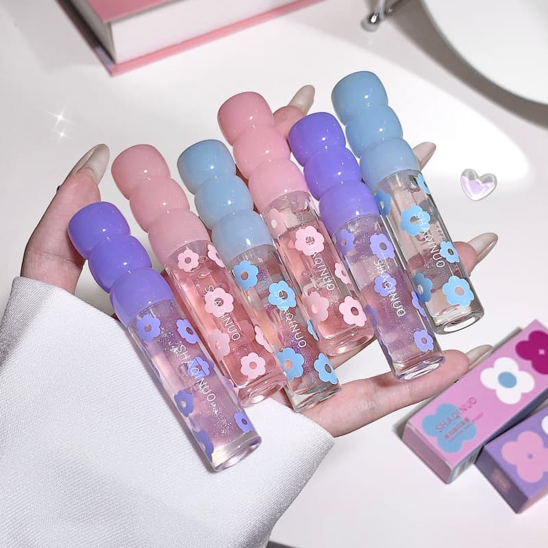 Saqinuo Moisturizing Fine Shimmer Lip Gloss Water Gloss Mirror Glass Lip Transparent Lip Oil Moisturizing Hydrating Lip Gloss Set Box
