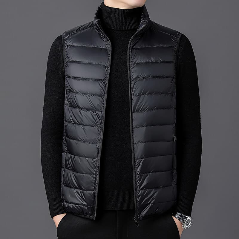 Fall/Winter Bestseller Basic Simple Lightweight Casual Sports Men's Stand Collar Short Down Cotton Vest Waistcoat