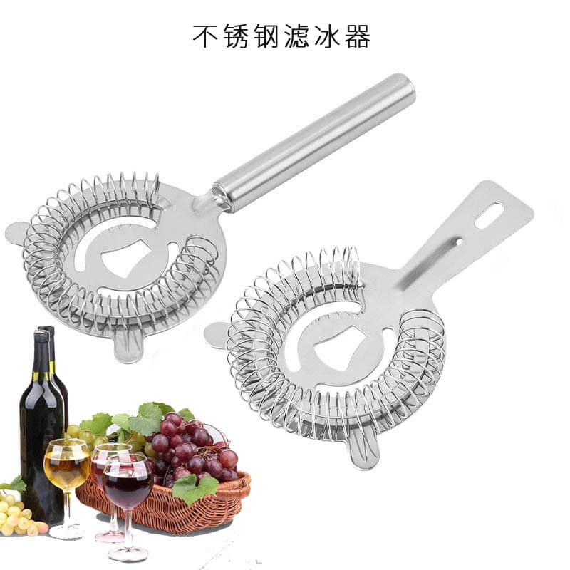 Manufacturer Stock Stainless Steel Ice Strainer Multifunctional Round Handle Ice Strainer Bar Cocktail Sieve Ice Separator Tool