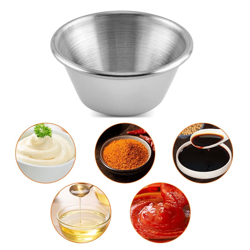 Stainless Steel Seasoning Serving Dish, Flat-Bottomed Sauce Dish, Dipping Dish, Cold Dish Snack Dish, Hot Pot Seasoning Dish, Sauce Cup, Household