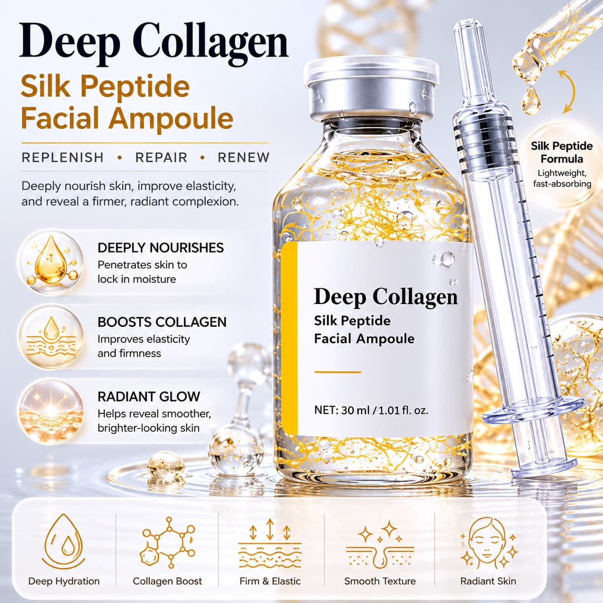 Cross-border Bestseller Deep Collagen Silk Ampoule Collagen Essence Hydrating and Refining Skin