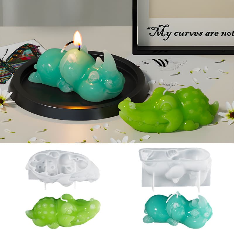 Crystal Clear Epoxy Mirror Q-Style Crocodile Rhino Ornament Figurine Epoxy Mold DIY Scented Candle Mold
