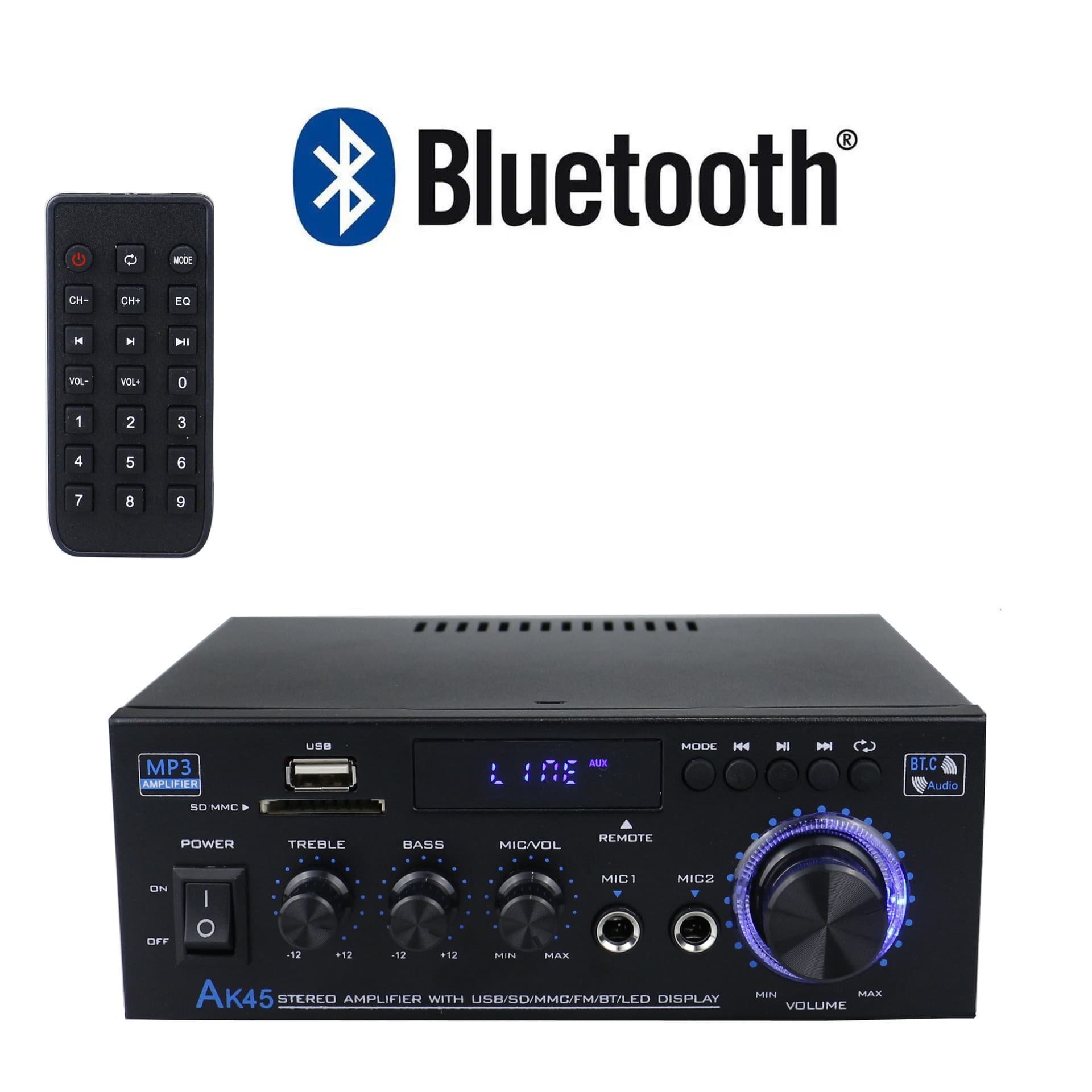 Cross-border AK45 digital amplifier, Bluetooth USB flash drive amplifier, two-channel amplifier, factory direct sales