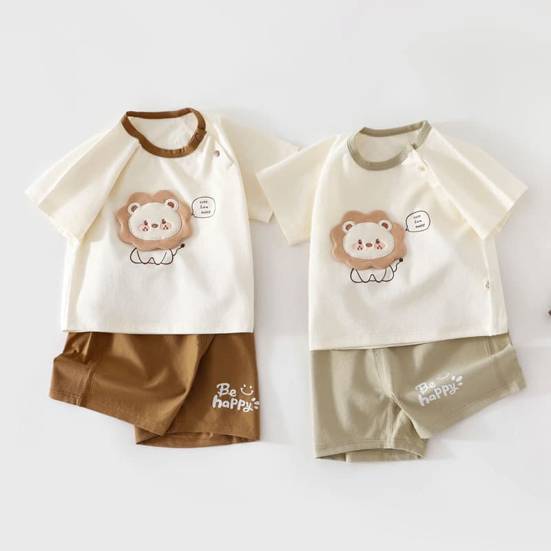 Baby Summer Thin T-Shirt and Homewear Set for Boys and Girls, Fashionable Outerwear, Anyang Kids Clothing