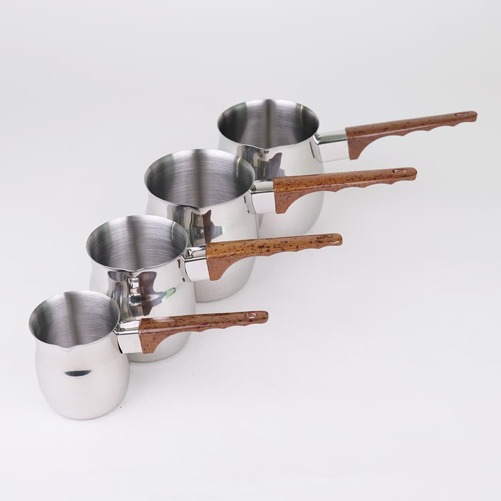 Multi-Size Stainless Steel Milk Pitcher with Long Handle Arabic Coffee Pot Hot Milk Pitcher Turkish Coffee Cup Pour Over