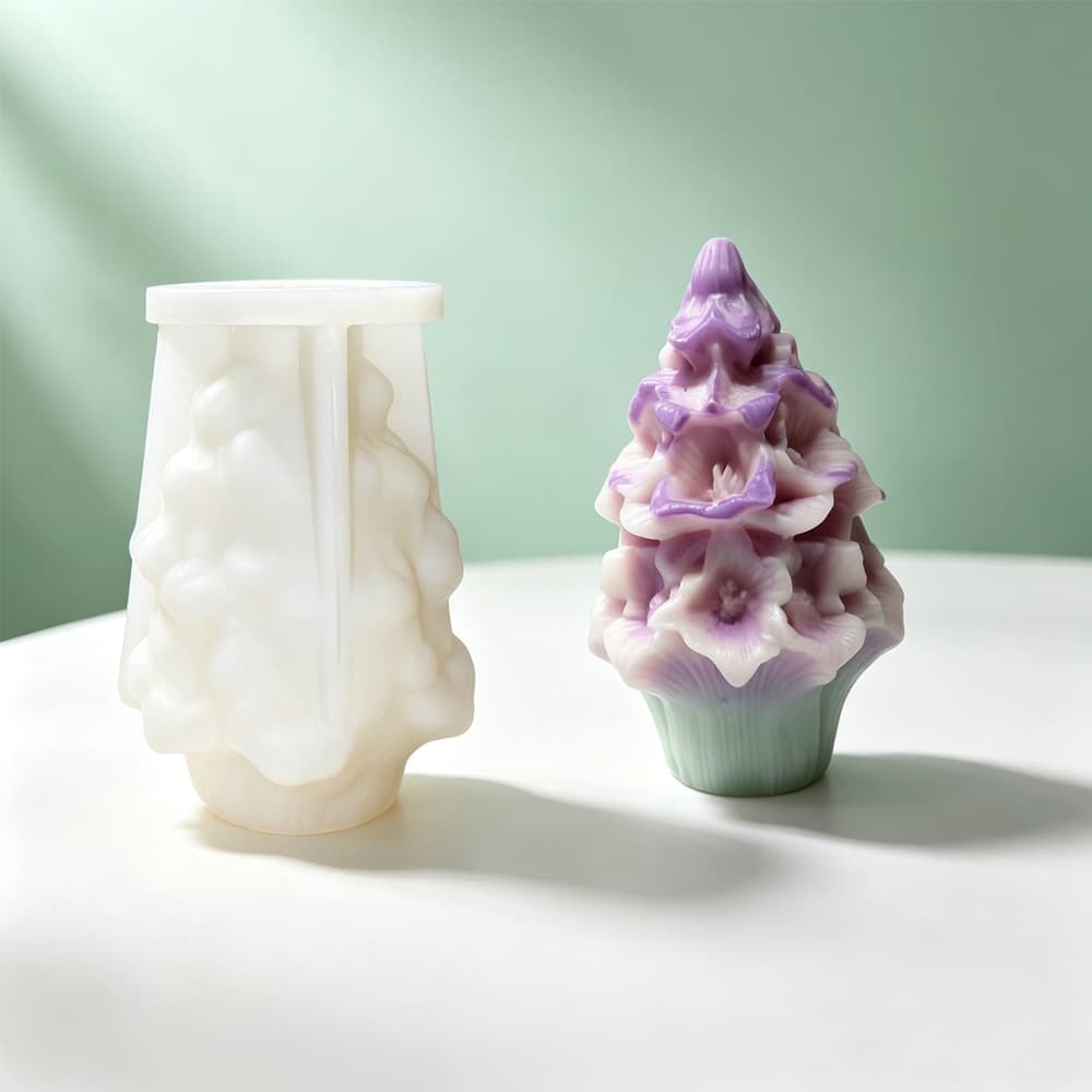 Lily Christmas Tree Silicone Mold - 3D Flower Bouquet Scented Candle Plaster Aroma Stone Shape Mold