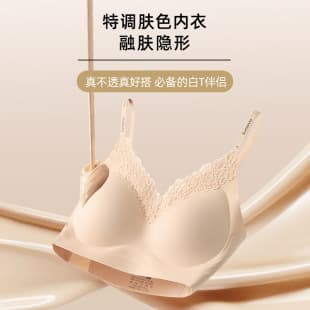 Plus Size Skin Tone Wire-Free Bra Soft Support Push Up Invisible Seamless Lace Backless Bra Women Summer Thin