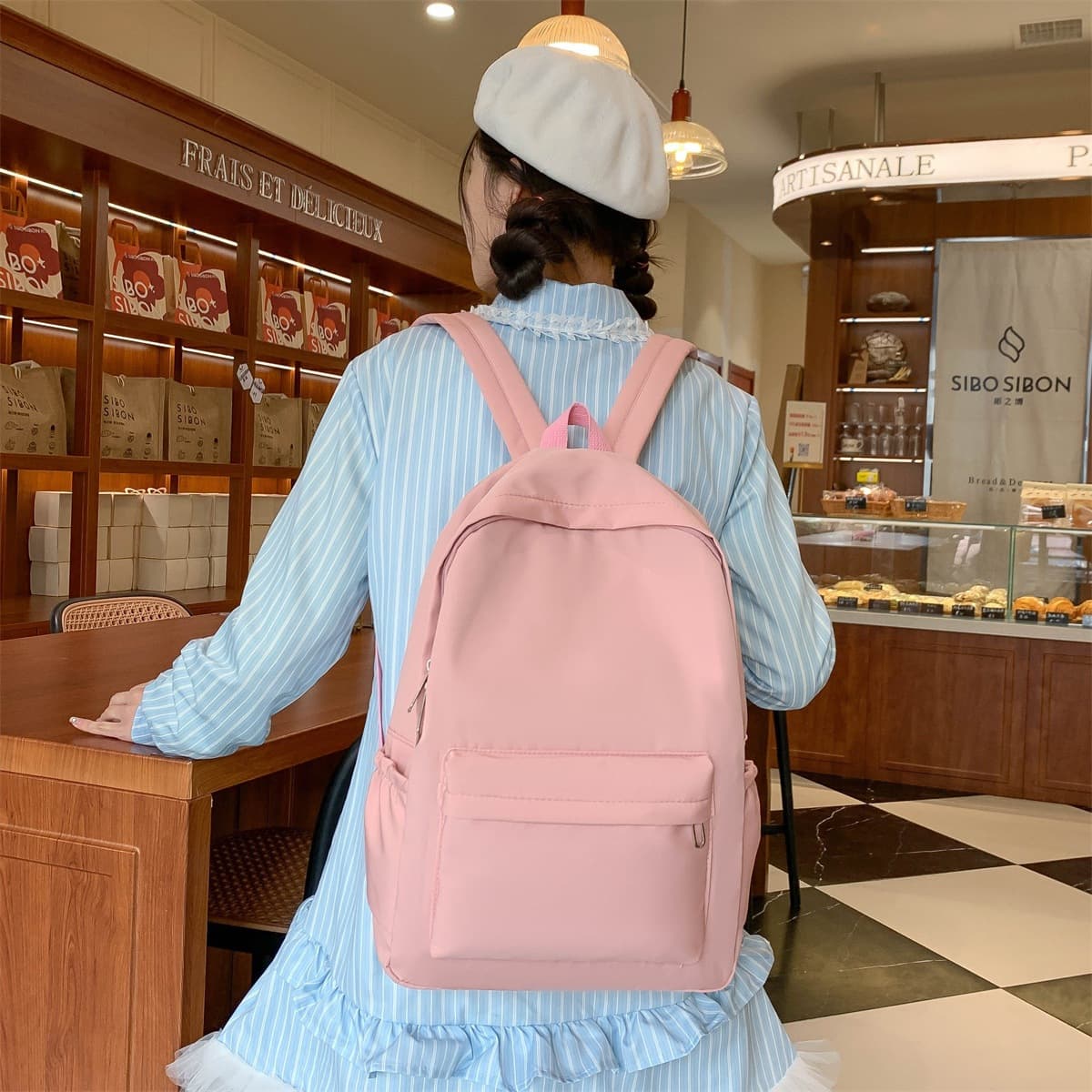 Casual Large Capacity Backpack Ins Style Fashion Women Korean Solid Color Simple College Student Schoolbag Travel Backpack