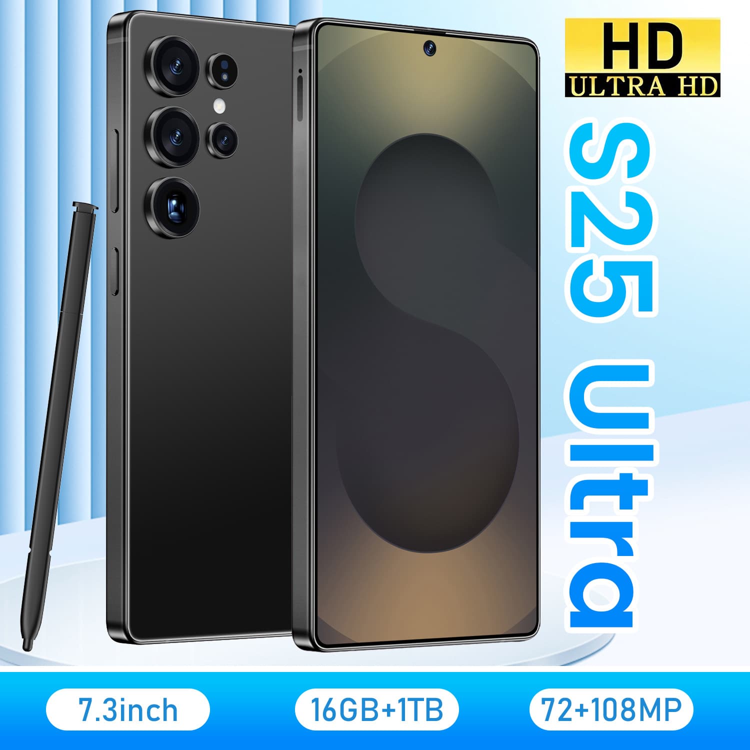 Cross-Border New S25 Ultra Built-in Pen Android Phone 7.3-Inch All-in-One 4GB+64GB 4G Punch Hole