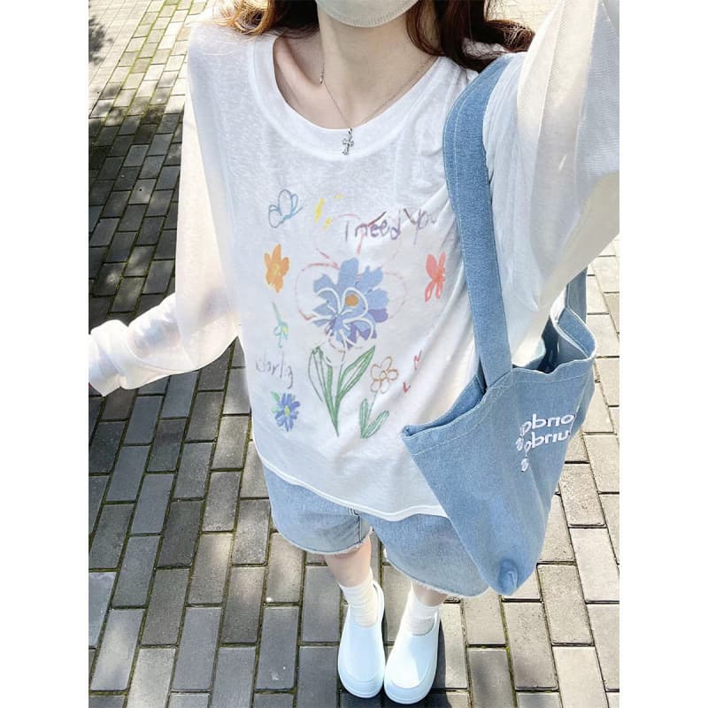 Summer Stylish Snowflake Cotton Long-Sleeve T-Shirt for Women, 2026 New Style, Plus-Size, Petite, Sun-Protective Cover-Up