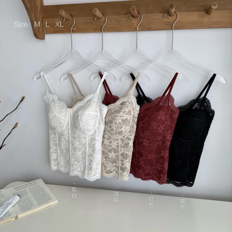 French Pure Desire Lace Camisole Top Women's Built-in Padded Slim Fit Sexy Innerwear Can Be Worn Out Backless Bra