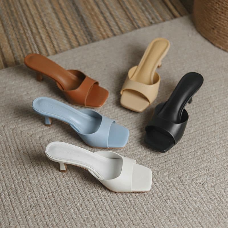 New Trendy Versatile French Elegant Anti-Slip High Heel Sandals Slide Slippers