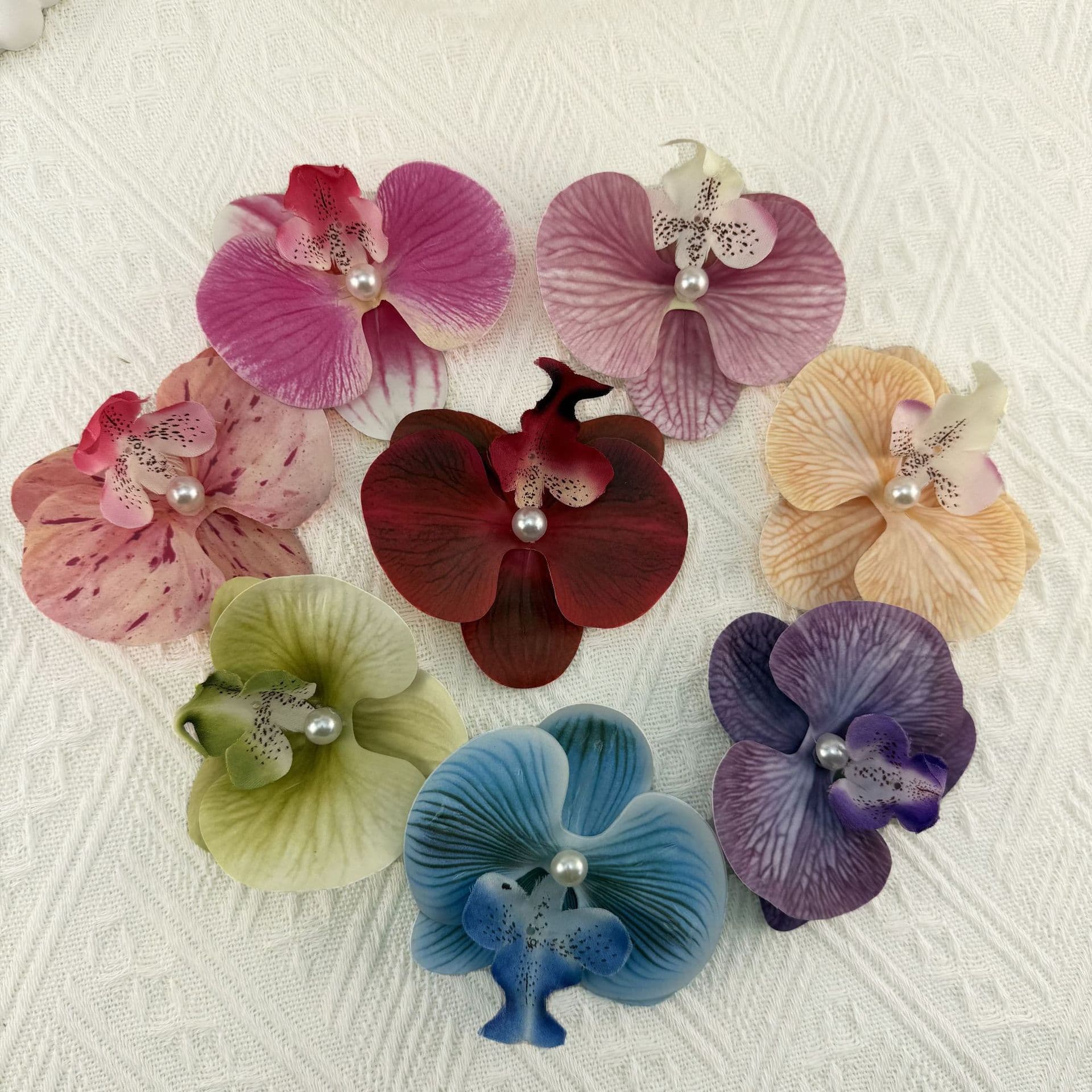 Pearl Phalaenopsis Orchid Heads Hair Clip Shoe Decoration Photo Prop Party Favor Candy Box Refrigerator Magnet DIY Artificial Flower