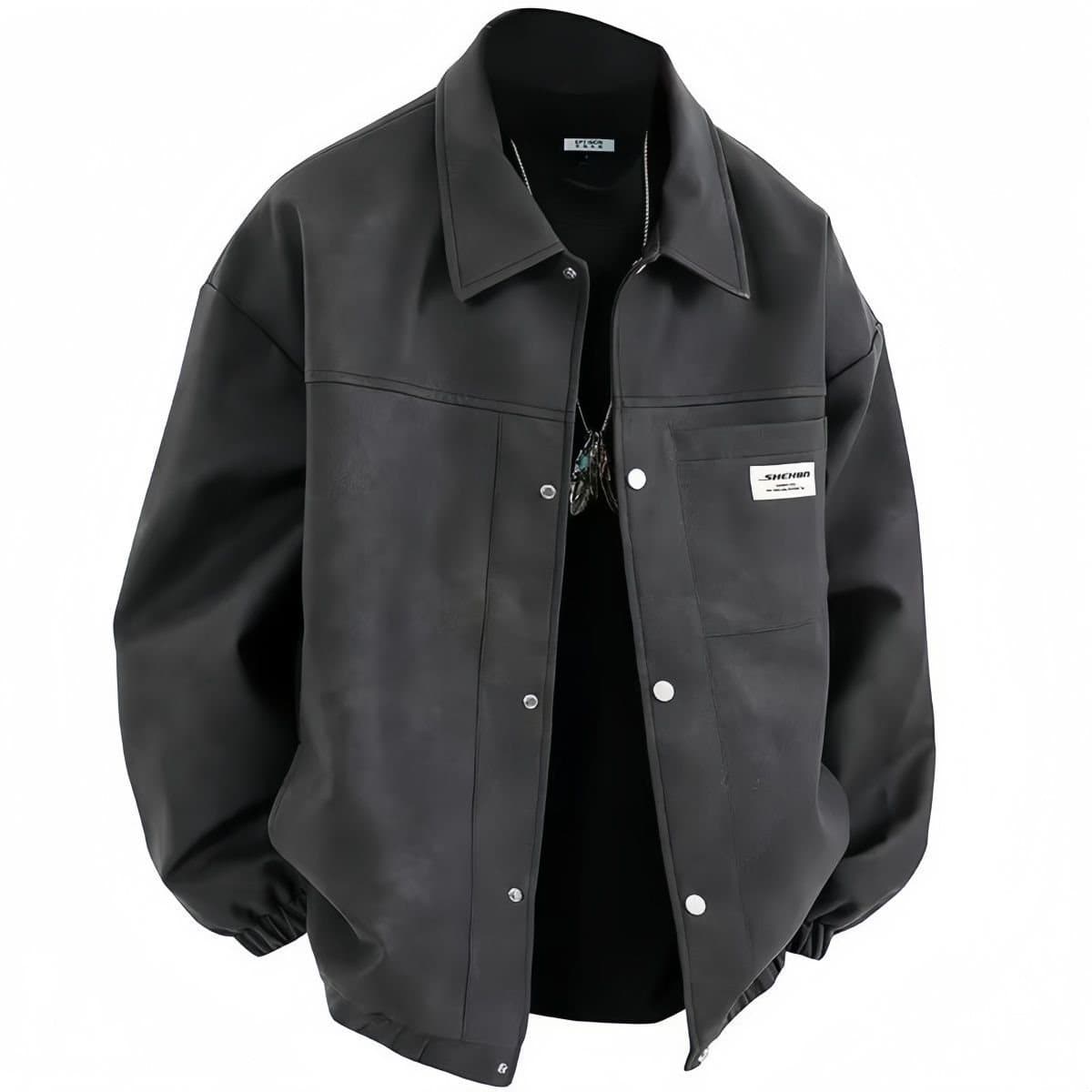 Men's Fleece-Lined Thickened Warm Windproof Lapel Leather Jacket, 2024 New Windproof Cold-Resistant Casual