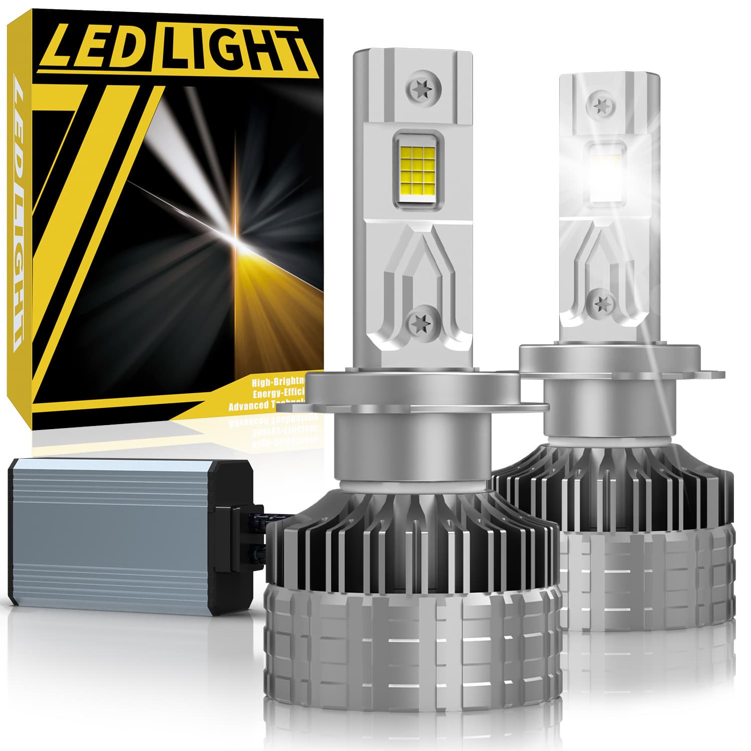 Cross-border High Power Car LED Headlight Dual Copper Tube H7 Super Bright Laser Headlight H11 Fog Light High/Low Beam