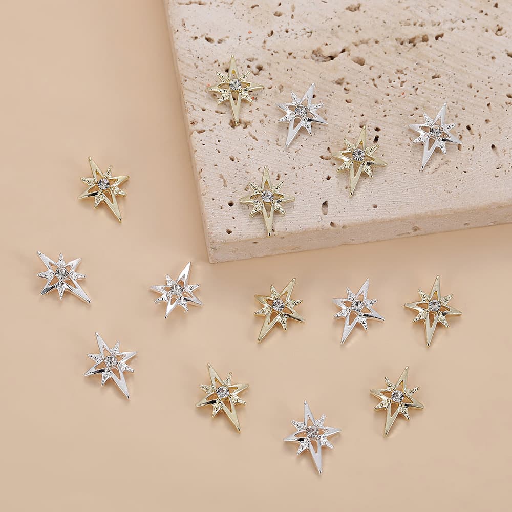 Cross-Border Nail Art Jewelry Alloy Hollow Starburst Nail Art Diamond Accessories Nail Decoration Diamond Nail Art Accessories Wholesale
