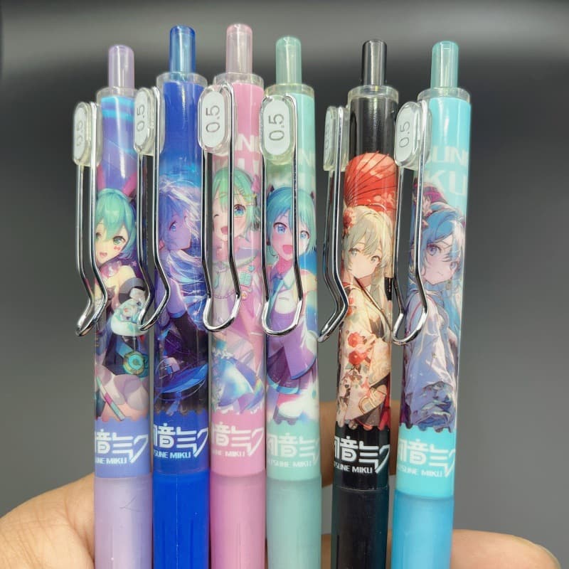 Hatsune Miku gel pen cartoon cute click pen student special signature pen animation peripheral two-dimensional water pen