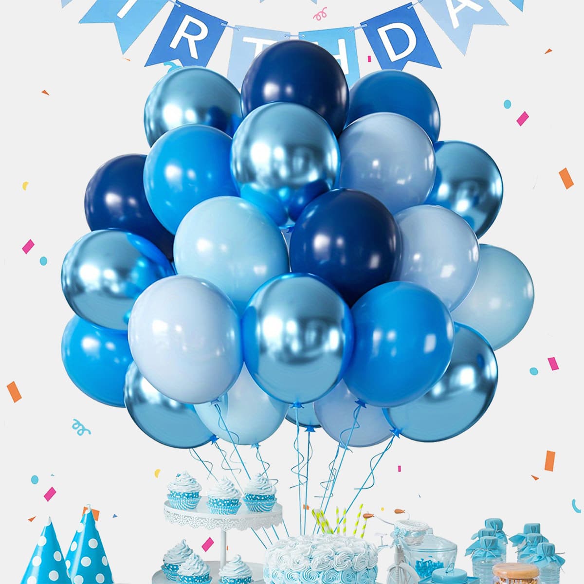 Cross-border Blue Latex Balloon Set Party Decoration Outdoor Wedding Arrangement Balloon Birthday Decoration Balloon Set