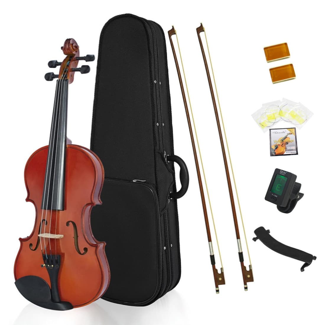 Natural Color Solid Wood Violin Set with Plastic Accessories for Adults and Children Beginner 4/4 Size Viola Musical Instrument
