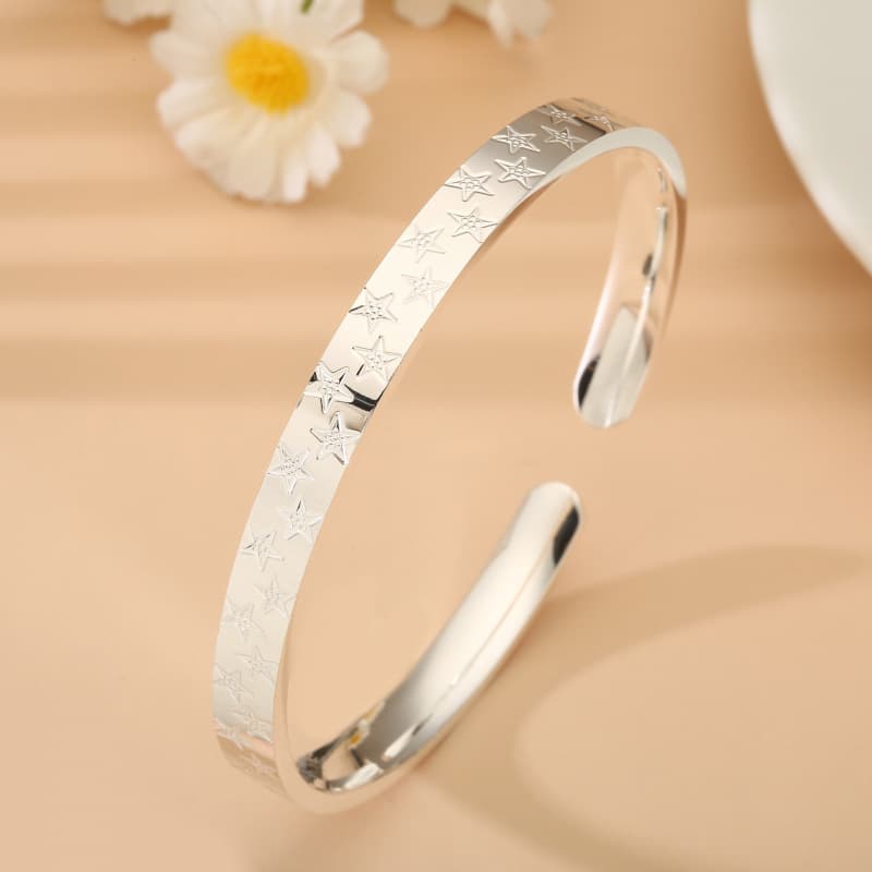 No. 8399 999.9 pure silver open CNC star bracelet, elegant fashion new Chinese national style solid silver bracelet