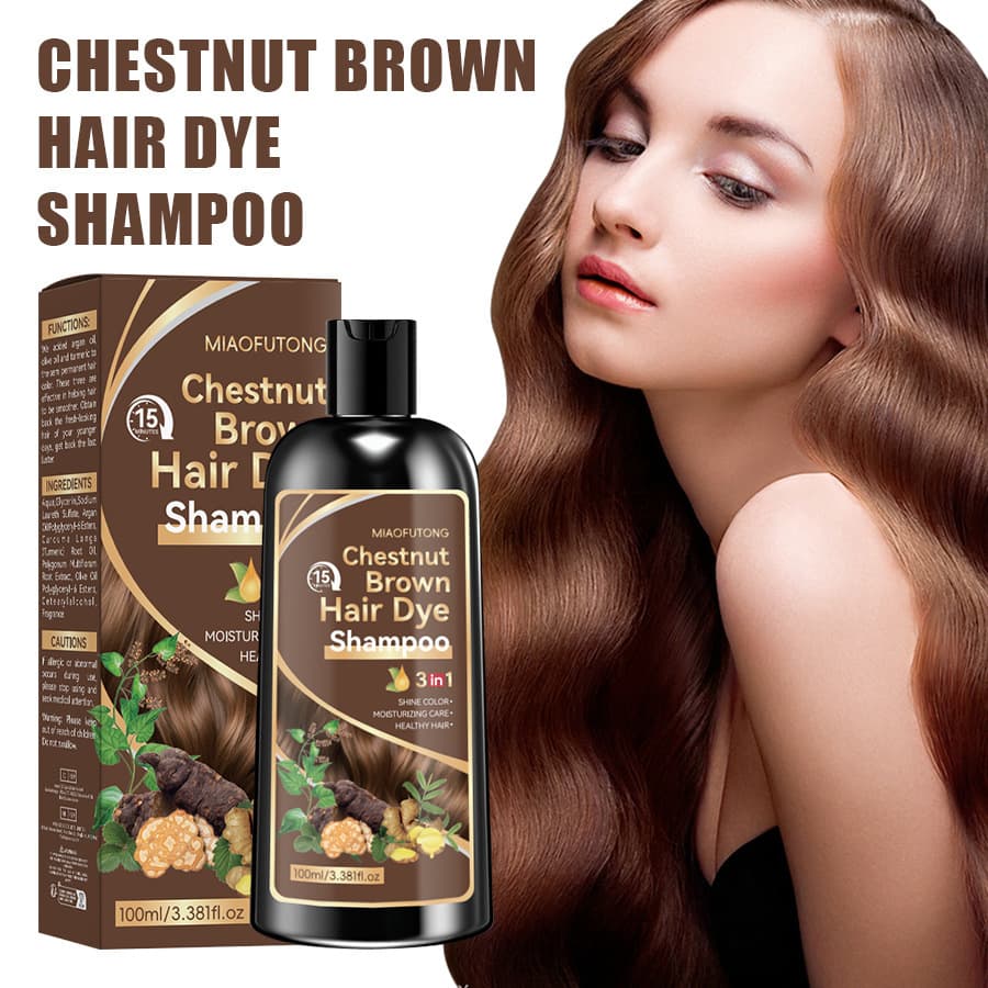 Cross-border Exclusive Hair Dye Shampoo - Cleansing, Smoothing, Gray Coverage, Chestnut Brown Coloring Shampoo