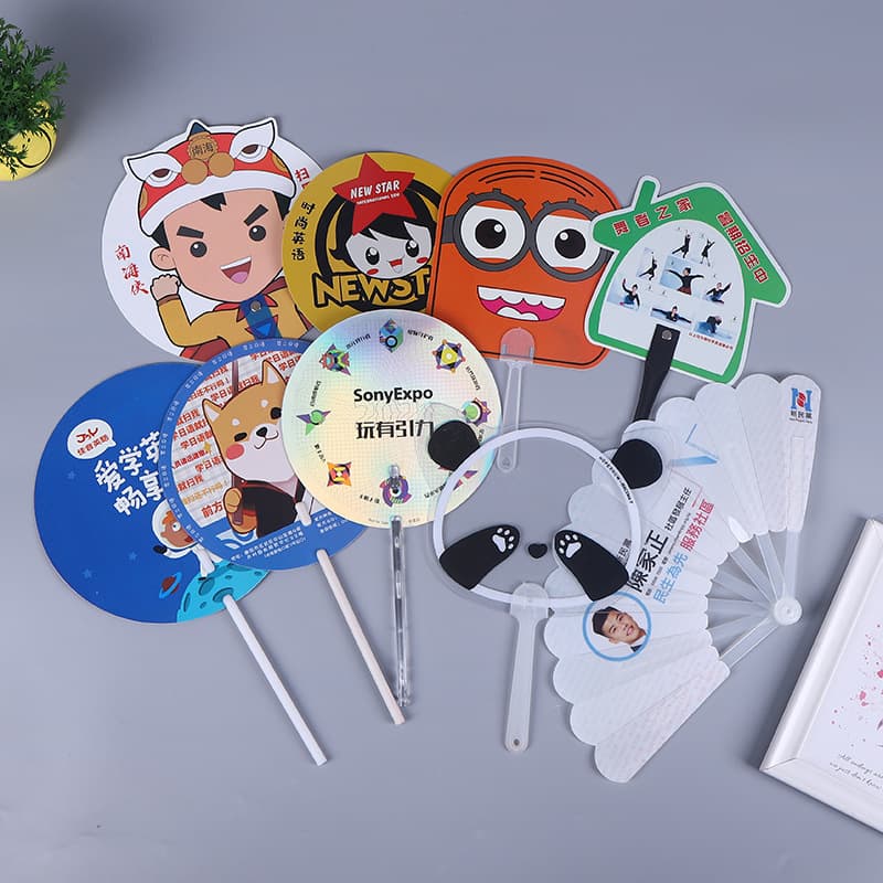 Factory Custom Advertising Fans for Enrollment Promotion, Cartoon PP Plastic Fans, Group Seven-fold Advertising Fan Customization