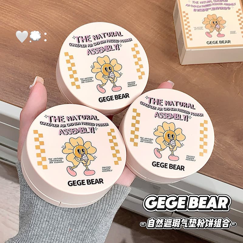 Gegebear Natural Concealer Two-Layer Cushion Foundation, Lightweight Coverage, Creamy Finish, 2-in-1 Cushion