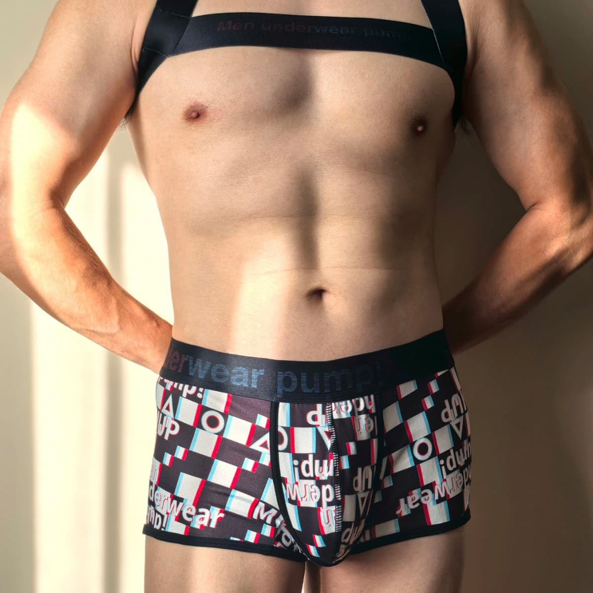 [Coach Hui Real Photo] Fashion Men's Boxer Briefs - Low-Rise, Lifting, Plaid, Sexy High-Cut U-Shape