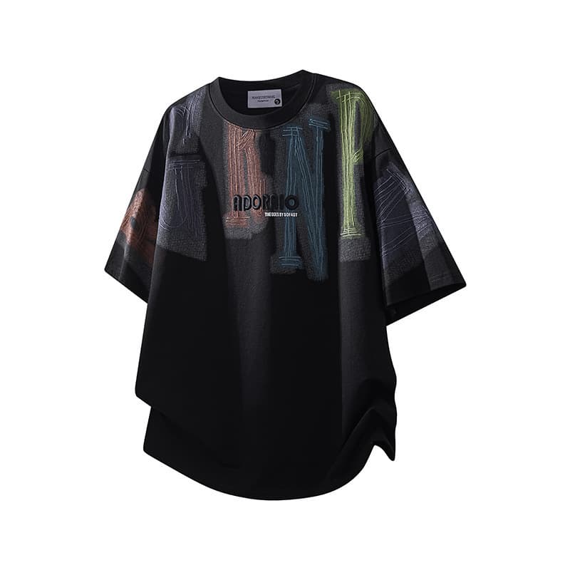 Summer Street Brand Short Sleeve Set Men American New Style Round Neck T-Shirt Loose Casual Top 5-Inch Shorts Two-Piece Set