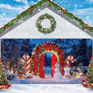Cross-border Temu Christmas Garage Decoration Banner Background Cloth Suitable for Courtyard Decoration Party Photo Banner Props