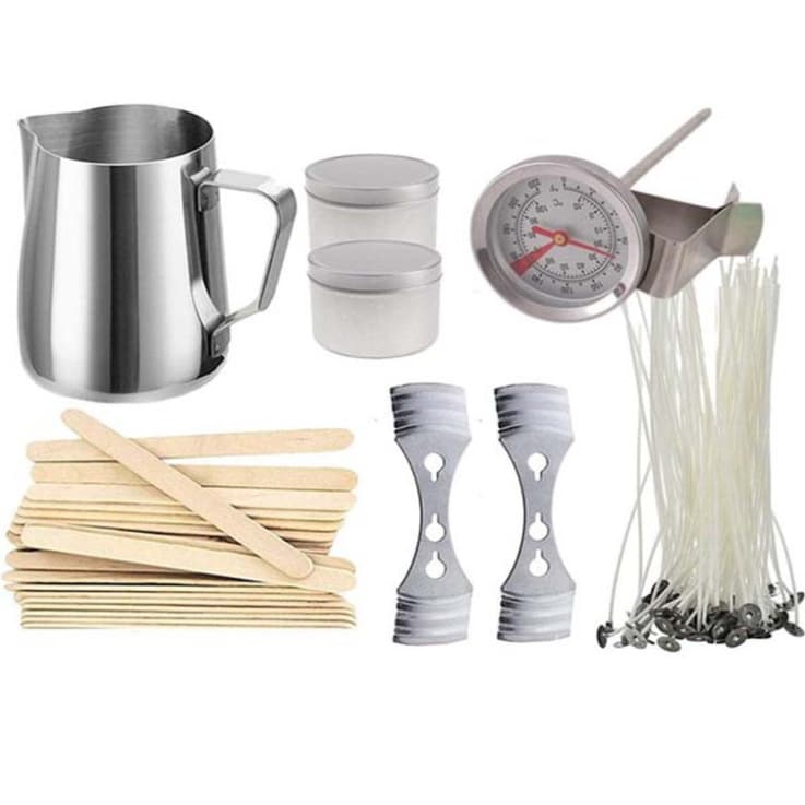 Candle DIY making tool set, candle wax pot, thermometer, wick holder, stir stick wax pot