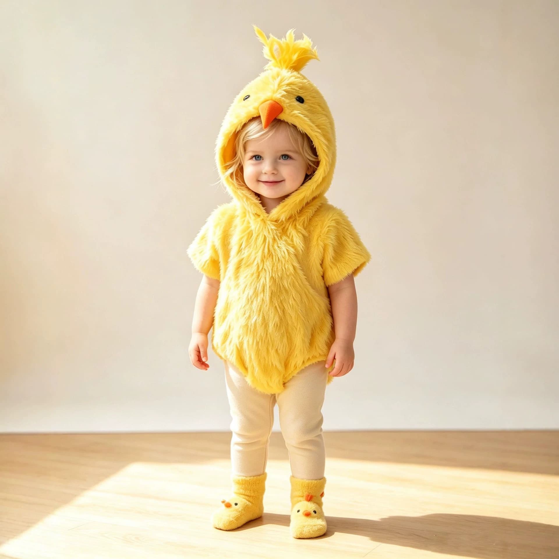 Newborn little yellow chicken plush one-piece photography suit baby festival role-play costume including leggings accessories set