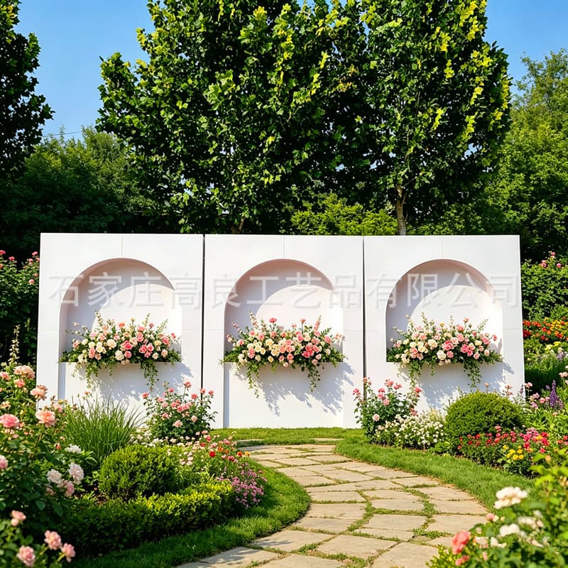 Wedding white arch shape background wall Wedding reception area film artifact Party event decoration background board