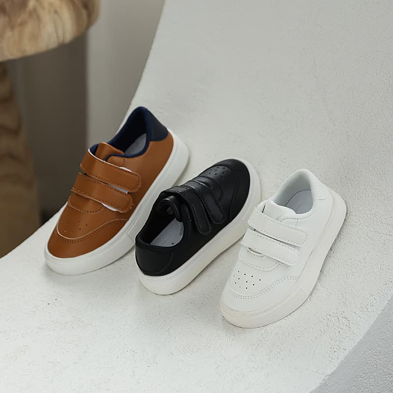 Children's Leather Panel Shoes 2025 Autumn New Style Boys Lightweight Casual Shoes Students Breathable Girls Wear-resistant Sports Shoes