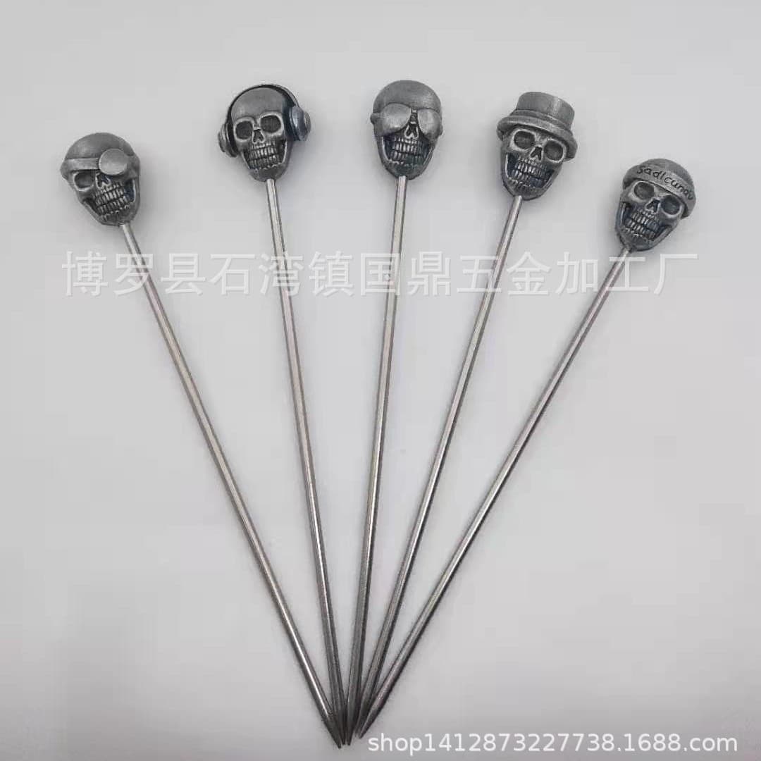 Cross-border 304 stainless steel fruit picks, fruit needles, bar cocktail garnishes, olive and candied fruit metal wine picks