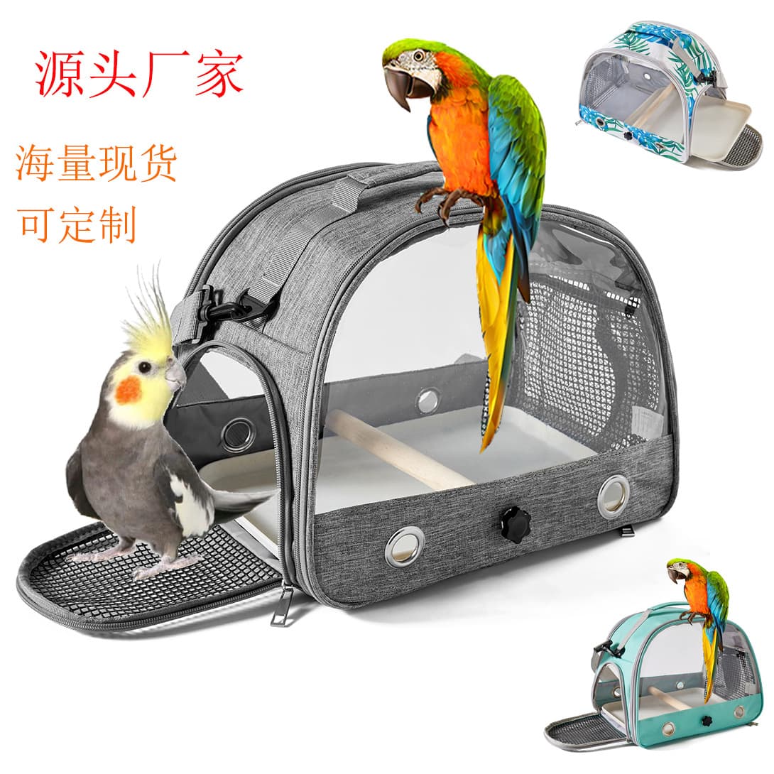 Portable Oxford Cloth Bird Cage Bag Monk Style Outdoor Pet Carrier for Parrots Doves Small Pets Bag with Breathable Mesh