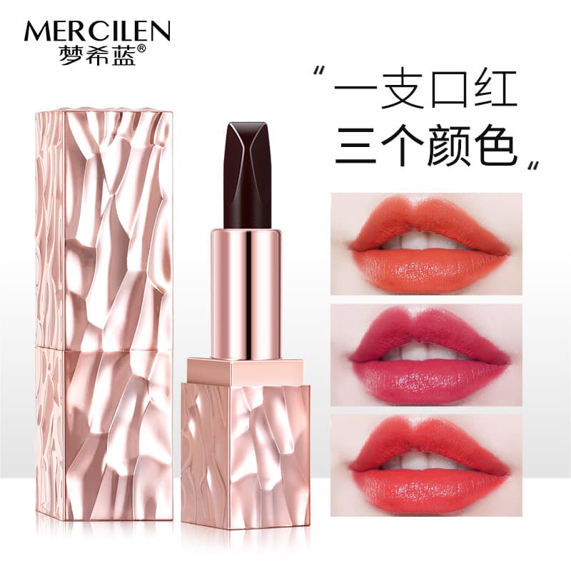 Mengxi blue gold diamond plump three-color lipstick internet celebrity same style makeup lipstick waterproof not easy to fade affordable student model