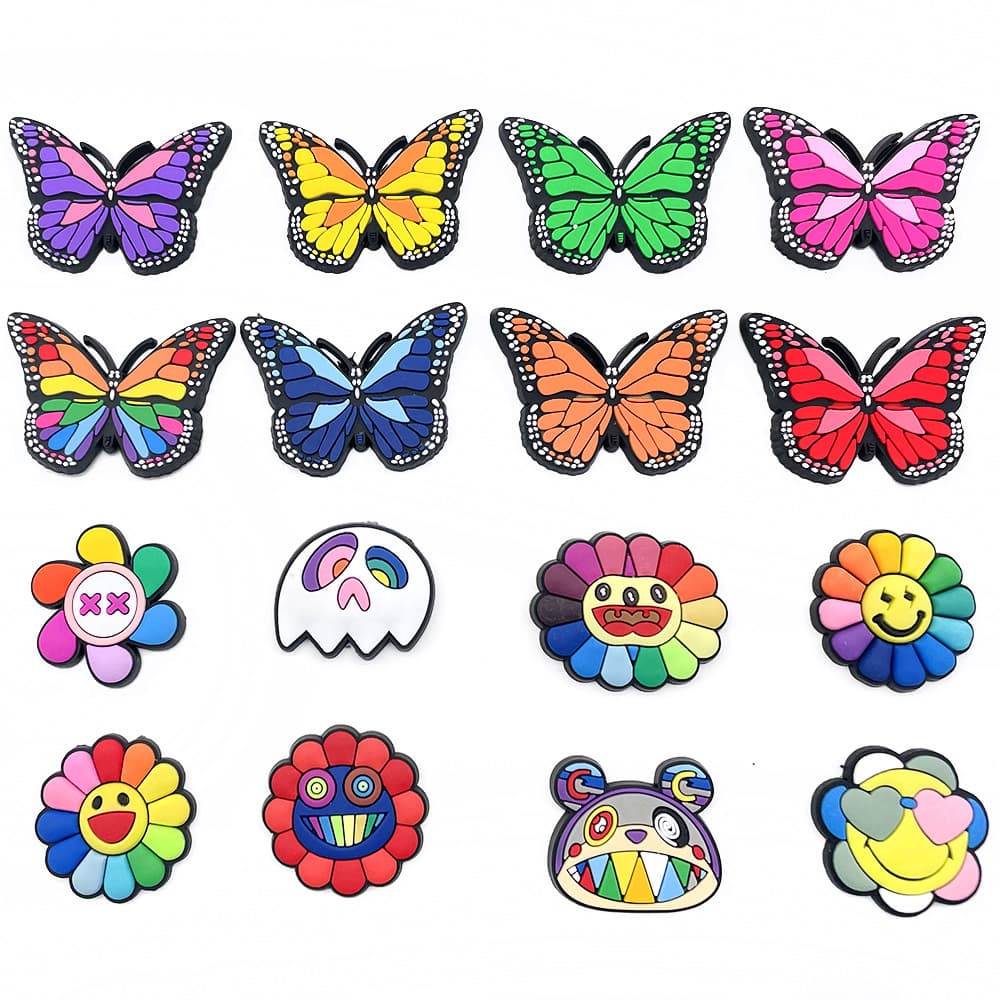 Butterfly sunflower hole shoe accessories PVC soft rubber shoe buckle diy shoe flower shoe decoration garden shoe accessories creative