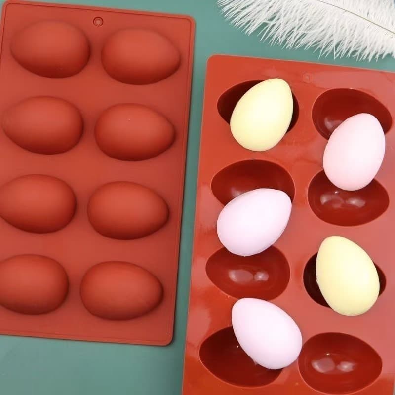 8-Cavity Resurrection Egg Chocolate Silicone Mold for Ice, Pudding, Jelly, Dessert, Soap, and Baking Tools